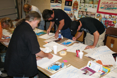 Students hard at it, learning all the basic brush strokes. Click here to view larger image